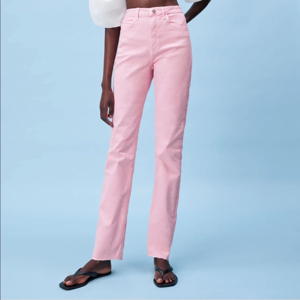 Zara Slim Flare Jeans (Pink)